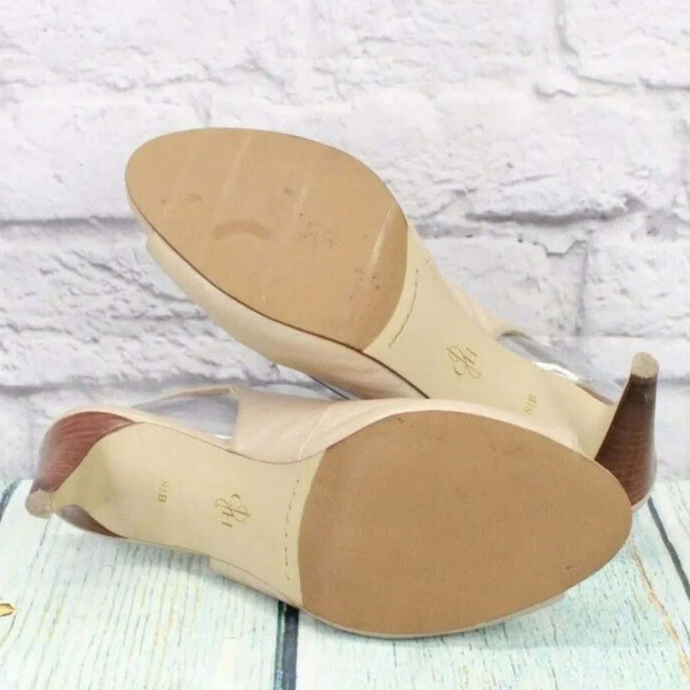 Cole Haan Cream Leather Peep Toe High Stilettos Pump Shoes Size 8.5 B - Picture 9 of 9